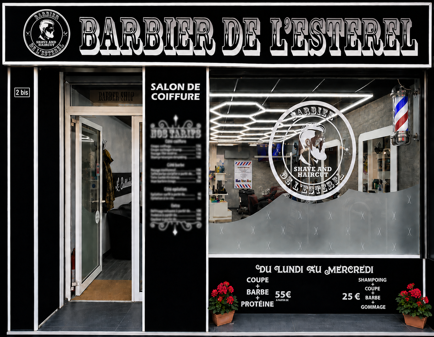 Façade du Barbier de l'Estérel, 2bis Avenue de l'Estérel à Antibes